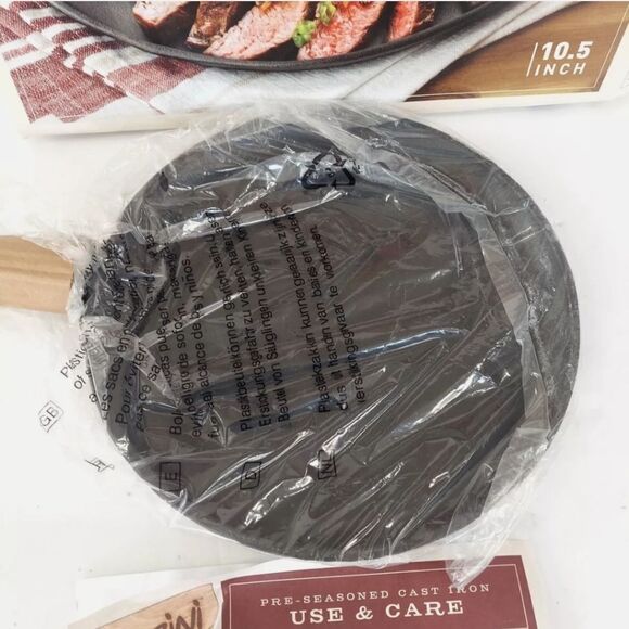 NIB Parini Premium Cast Iron 10.5” Round Griddle Seasoned Shallow Cooking Pan - Picture 4 of 7